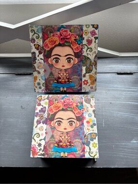 Frida Kahlo Floral Cartoon Canvas Set - Bright Multicolor